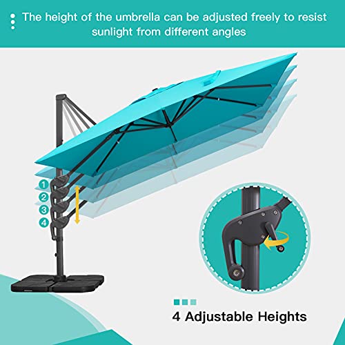 Sunnyglade 10x10Ft Cantilever Patio Umbrella Square Deluxe Offset Umbrella 360°Rotation & Integrated Tilting System Heavy Duty Patio Hanging Umbrella for Market Garden Deck Pool Backyard Patio (Blue) - color: Blue, size: 10 x 10 ft