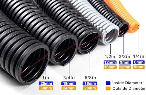 ZhiYo 20FT 3/4” Wire Loom Split Tubing Auto Wire Conduit Flexible Cover | High Temperature Heat Resistant -40F to 257F | Plastic Cover for Electrical Wires & Cables - color: Black, size: 20ft 3/4”