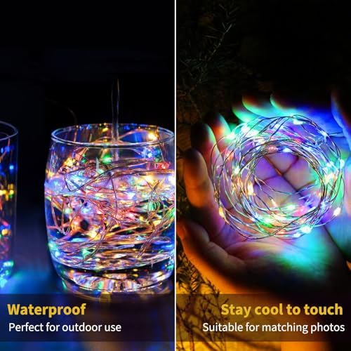Brightown 12 Pack Multi-Color Fairy Lights Battery Operated - 7ft 20 LED Waterproof Micro Firefly Lights for Christmas Decor, DIY Craft, Wedding Table Centerpieces, Flowers - color: Multicolor, size: 12 Pack