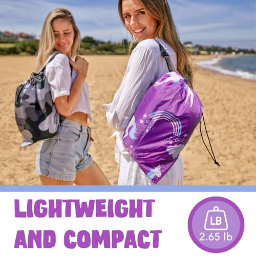 AlphaBeing Inflatable Lounger Beach Chair Accessories, Air Sofa Hammock Inflatable Couch for Camping Backyard Lakeside with Compression Sacks, Ideal Outdoor Gifts for Adults - color: Unicorn Purple