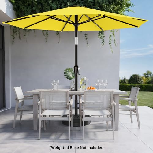 AreShark 10 FT Outdoor Patio Umbrella, Patio Table Umbrella with Push Button Tilt and Crank, Outdoor Patio Umbrellas with 8 Fiberglass Ribs, Patio Umbrellas for Market, Garden, Pool (Yellow) - color: Yellow