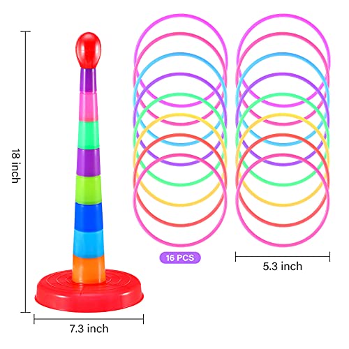 Sumind 2 Sets 18" Colorful Plastic Sport Ring Toss Game Set for Most Ages