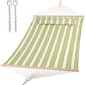 SUNCREAT Hammock 2 Person Heavy Duty, Double Hammocks for Trees, 2 Person Hammock with Spreader Bar, Green&Beige - color: Green&beige