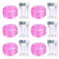 6 Pack Fairy Lights Battery Operated with Timer Silver Wire Mini 13FT 40LED Waterproof Cuttable Twinkle Christmas String Lights for Home Bedroom Wedding DIY Centerpiece Birthday (Pink) - color: Pink