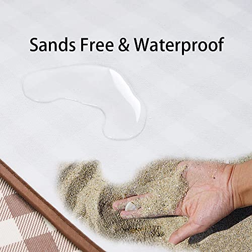 HX&OD Picnic Blanket Outdoor Extra Large Picnic Mat 80"X60" Camping Blanket Beach Blanket Foldable Waterproof Sand Mat Hiking Travel Family Concerts(Brown) - color: Brown, size: 80”x 60”