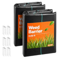 VEVOR Weed Barrier Fabric Heavy Duty, 2 Packs 4x50FT 3.2oz Weed Blocker Fabric, Woven Landscape Fabrics, Garden Fabrics Weeds Barrier, Weeds Control Ground Cover, Geotextile Webbing, Black - size: 4FT*50FT*2Packs-3.2oz