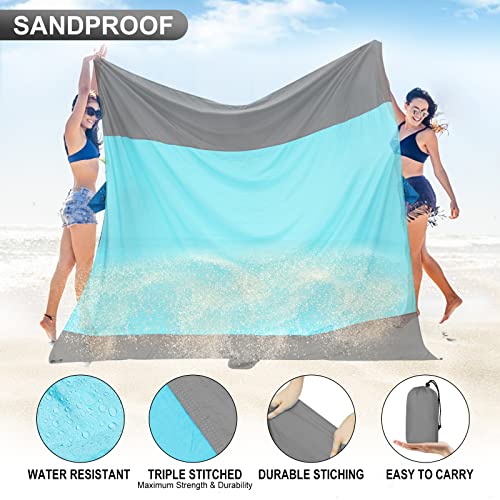 ACH Beach Blanket Waterproof Sandproof Extra Large Beach Mat Oversized 120"×108" Portable Lightweight Outdoor Family Mat for Indoor Outside Picnic Camping Hiking Travel - color: Light Grey
