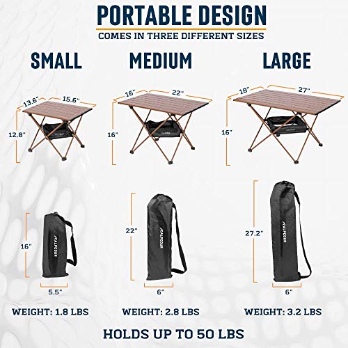 Alpcour Portable Camping Table – Lightweight, Compact Folding Side Table in a Bag with Aluminum Top & Heavy Duty Hinge for Easy Travel & Storage – Great for Outdoor BBQ, Backpacking, Tailgate & More - size: Large