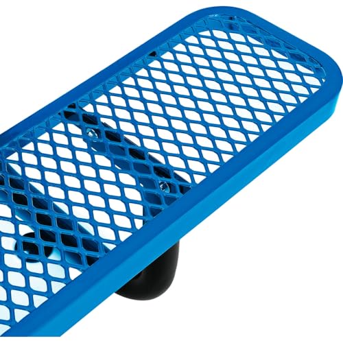 Global Industrial 6’L Rectangular Picnic Table, Expanded Metal, Blue Thermoplastic Coating, Attached Benches, 1-1/2” Umbrella Pole Hole, Outdoor-Rated, 1000 lb Capacity, 72” x 30” Tabletop - color: Blue
