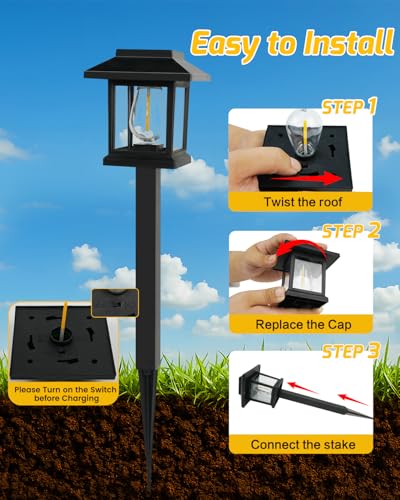 Albelt Solar Pathyway Lights Outdoor, 2 Pack Waterproof Solar Garden Lights with Auto On/Off, Landscape Lighting for Garden, Yard, Pathway, Patio, Driveway Decor - size: 2 Pack