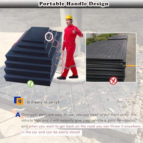 Heavy Duty Outrigger Pads for Cranes - High Capacity Non-Slip Ground Protection Mats, Durable Stabilizer Jack Landing Pads for Muddy & Grass Surfaces, Enhanced Stability & Safety,15.7x15.7x1