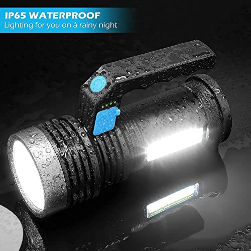 Wrrozz LED Flashlight High Lumens USB Rechargeable Flashlight for Camping, Hiking, Walking, Powerful Emergency Flashlight with 4 Modes for Outdoor Use, Rechargeable Spotlight with Sidelight Lantern - size: A