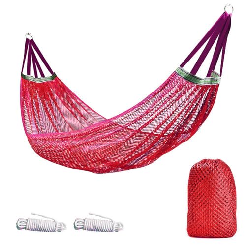 Outdoor Travel Camping Sport Hammock, Super Soft and Breathable Nylon Mesh Hammock, Breathable 330 Lbs with Storage Bag (Red) - color: Red, size: One Size