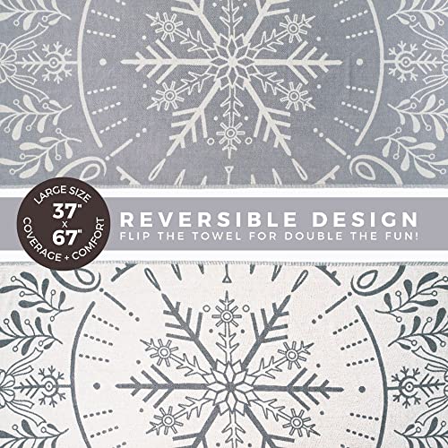 FESHKA Sand Proof Turkish Beach Towel – Oversized, Quick Dry & Lightweight Travel Towel - 100% Organic Cotton Beach Blanket - Perfect for Bath, Pool & Picnic | Snowflake (Gray) - color: 10 - Gray