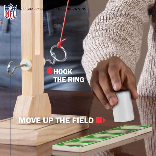 Wild Sports NFL Miami Dolphins Wooden Ring Swing Battle - Head-to-Head Ring Toss Hook & Ring Game for NFL Fans