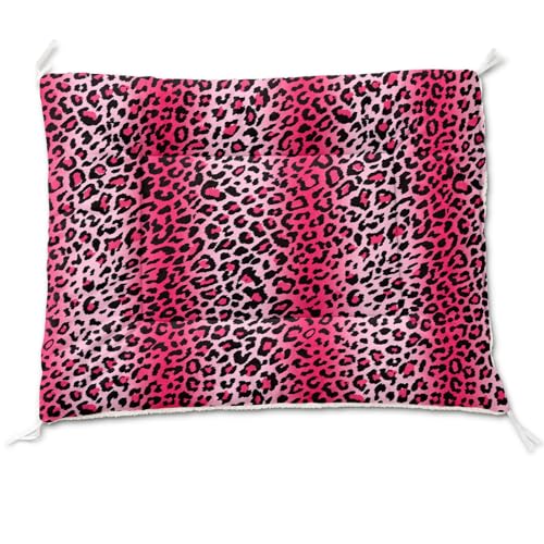 Nttopship Dog Cat Bed Mat Ultra Soft Fluffy Pet Bed Washable Fashion Dog Crate Beds Comfy Comfy Pet Sleeping Pad Suitable for Pet Raised Bed(30"x26",Pink Leopard) - color: Pink leopard, size: Medium
