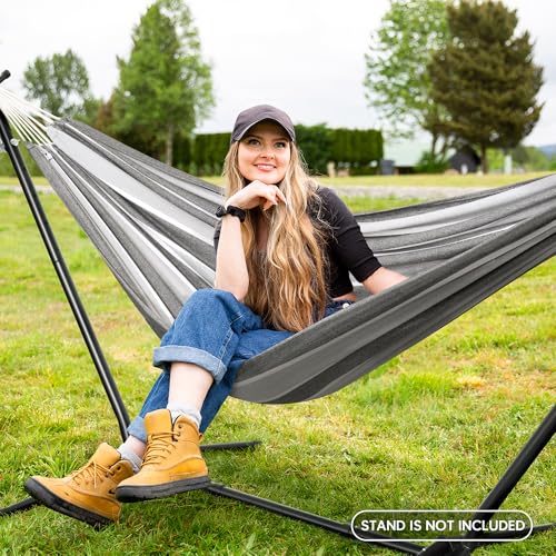SUNCREAT Hammocks for Outside, Portable Heavy Duty Tree Hammock, Dark Gray & Light Gray - color: Dark Gray & Light Gray, size: X-Large