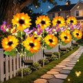 KOOPER Solar Garden Lights Outdoor Decor, Upgraded 4 Pack Solar Sunflower Lights with 16 Butterflies, Solar Flowers Outdoor Waterproof for Yard Lawn Garden Decor, Sunflower Gifts for Mom Women Grandma