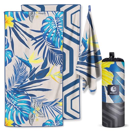 VENTURE 4TH Microfiber Beach Towel: Quick-Dry, Compact, Sand-Free, Absorbent, Sandproof and Lightweight - Perfect for Camping, Beach, and Roadtrips (Hibiscus Design | 35x78 inches) - color: Hibiscus, size: Extra Large (78" x 35")
