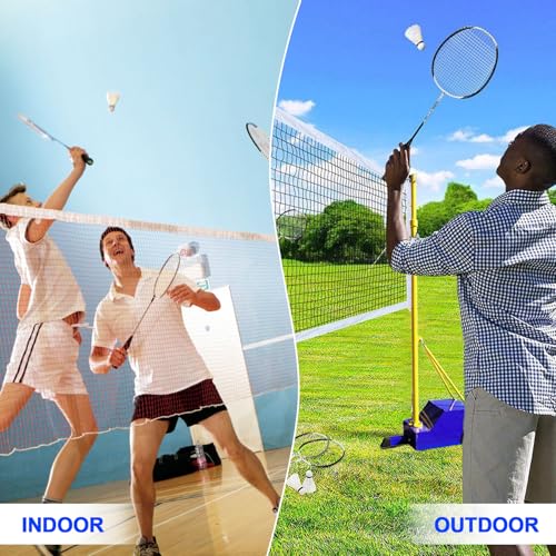 Badminton Net Pole - 5.1FT Portable Badminton Net Frame Poles with Smooth - Rolling Wheels,Heavy Duty Badminton Nets Stand Base for Badminton Net in Backyard, School, Park - Indoor & Outdoor
