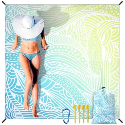 AISPARKY Beach Blanket Waterproof Sandproof Quick Drying Beach Mat Extra Large Outdoor Picnic Blanket for Travel Camping Hiking - color: Sbw-jb-flv, size: 79" X 110"