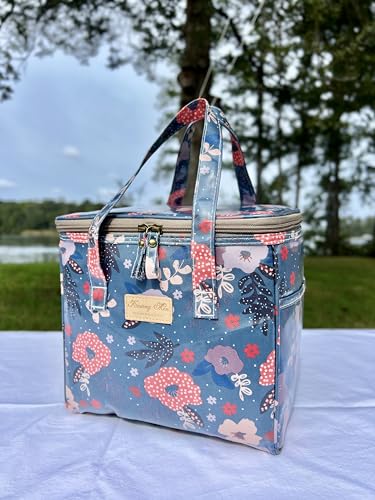 Kwang Min Floral Insulated Lunch Bag for Women,Reusable Lunch Box,Large Cooler for Office,Picnic Outdoors,Premium Quality Waterproof Fabric,Ideal Gift for Outdoors and work (Foliage) - color: Foliage