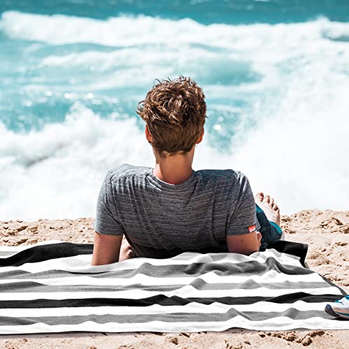 Bornbay Cotton Oversized Beach Towel - Extra Large 40"X70" Plush Thick Mens Beach Towels, XL Fluffy Stripe Pool Towels Charcoal Gray Swimming Towel for Adults Mens Women - color: Charcoal Gray