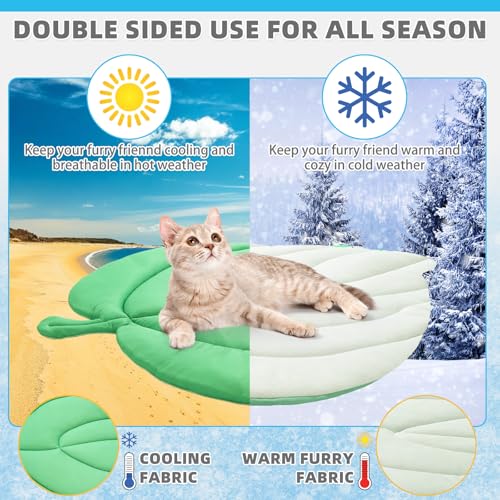 KOOLTAIL Upgrade Cat Self Cooling Mat for Summer, Reversible Thicken Pet Sleeping Blanket Pad Kennel Reusable Washable Waterproof Breathable Seat, Easy Carry Mats for Crate Car Playpen Puppy - color: Leaf Green, size: 25*30 in
