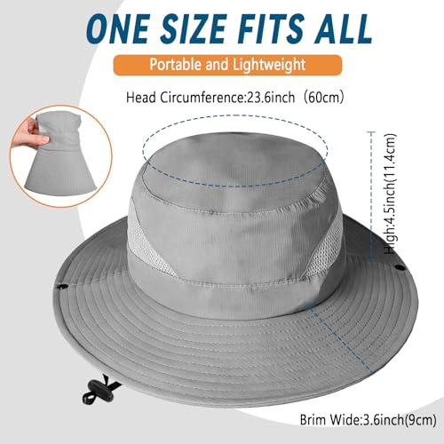 ZOORON Sun Hats for Men Women, Wide Brim Safari Hats UV Protection UPF50+ Waterproof Boonie Hats for Fishing Hiking Camping - color: 2pack-gray+green