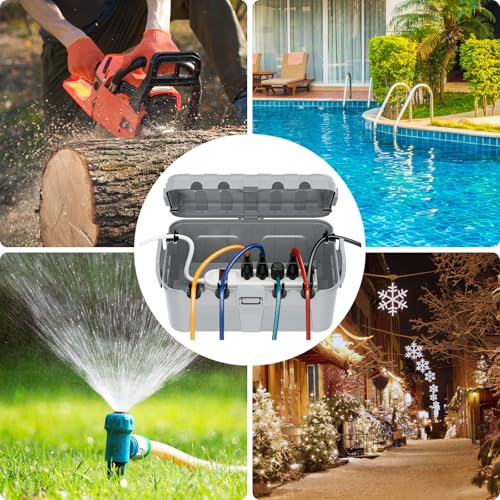 RESTMO 5-Piece Outdoor Waterproof Electrical Box Set – 12.5" x 8.5" x 5" Large & 7.1" x 2.3" x 2.3" Small, Weatherproof Boxes for Power Strip, Outlet, Plug, Socket, Timer, Holiday Light, Light Gray - color: Light Gray