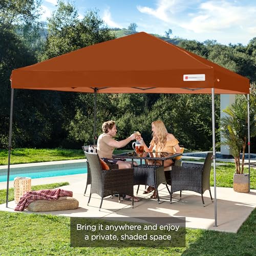 Best Choice Products 10x10ft Pop Up Canopy Tent, Outdoor Shade, 1 Person 1 Minute Set Up, Carry Case, 4 Weight Bags - Rust - color: Rust, size: 10x10ft