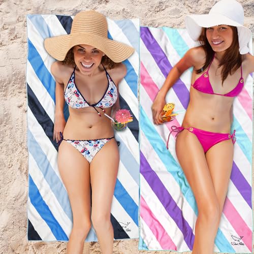 Whale Flotilla 4 Pack Large Quick Dry Beach Towel (30"x60"), Microfiber Sand-Free Beach Towel Set, Super Absorbent Compact Pool Travel Accessories, Purple/Navy/Aqua/Pink - color: Purple/ Navy/ Aqua/ Pink, size: 60.00" X 30.00"