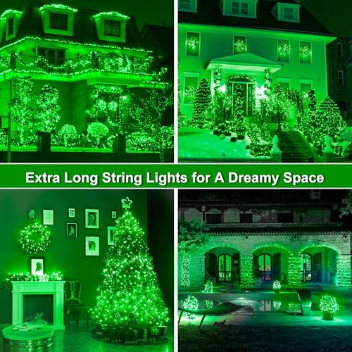 164Ft 500 LED Green St. Patrick's Day Lights, Waterproof 8 Twinkle with Memory Functions Green String Lights for Indoor Outdoor Tree Garden St. Patrick's Day Decoration - color: Green, size: 164FT