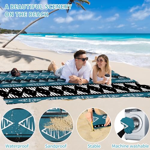 Beach Blanket Waterproof Sandproof Oversized Lightweight 78''×81'' 1-5 Adults Blanket Beach Large Picnic Mat for Travel Camping Hiking Picnic - color: Boho, size: 78''x81''