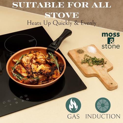 Moss & Stone Copper Pots And Pans Set Nonstick, Removable Handle Cookware, Stackable Pots And Pans Set, Dishwasher safe, Induction Pots And Pans, Camping Cookware Set, Aluminum (7 Pcs) - size: 7 Pcs Copper