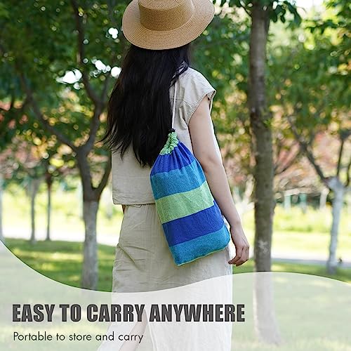 2 Persons Hammock - Portable Camping Bed for Patio, Backyard, Porch, Outdoor and Indoor Use - Soft Cotton Hammock with Carrying Bag - color: Blue Green, size: XX-Large