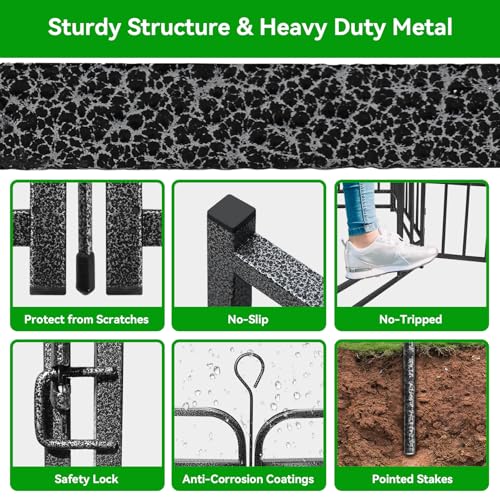 Kfvigoho Heavy Duty Dog Playpen: 32 Steel Panels 47" Height, Square Steel Pipe with Reinforced Crossbars, 71FT 406 Sq.ft Portable Fence for Yard RV Camping, Snowy Black - style: 27"W x 47"H