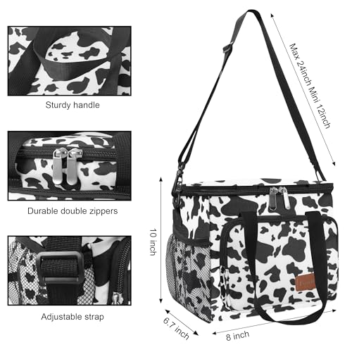 Femuar Lunch Bags for Women/Men, Insulated Lunch Bag for Work Office - Lunch Cooler Bag Leakproof Lunch Box with Adjustable Shoulder Strap - Cow print - color: Cow print, size: Medium Size