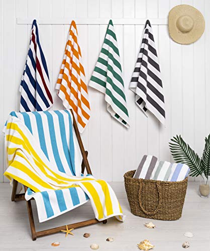 American Soft Linen Cabana Striped Beach Towels, 30x60 inch 4 Piece Oversize Pool Towels, Quick Drying Sand Free Swim Towels, Gray - color: Dark Grey