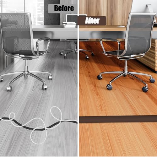 Floor Cord Cover Self Adhesive Cord Hider,10FT Cable Management, Extension Strip Protector for Wires, Prevent Cable Trips for Offices, Gyms, Exhibitions Cavity:0.3"(W) x 0.28"(H) Coffee - color: Coffee, size: 0.78" x 10'