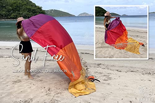 BINDLE Eco-Beach Blanket 84"x80" Large, Recycled Lightweight Material, Sand Free Water Resistant Sandproof, Oversized Portable Picnic Mat for Outdoors Camping Travel, Sunset Vibes - color: Sunset Vibes, size: L-7'x7' (1-4 persons)