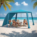 Beach Cabana-6.6x6.6’Beach Canopy with Side Wall,Portable Umbrella Tent with Sand Pockets for Family & Friends,Easy Up Beach Sun Shelter for Outdoor Patios,Backyards,and Camping,Blue - style: Blue