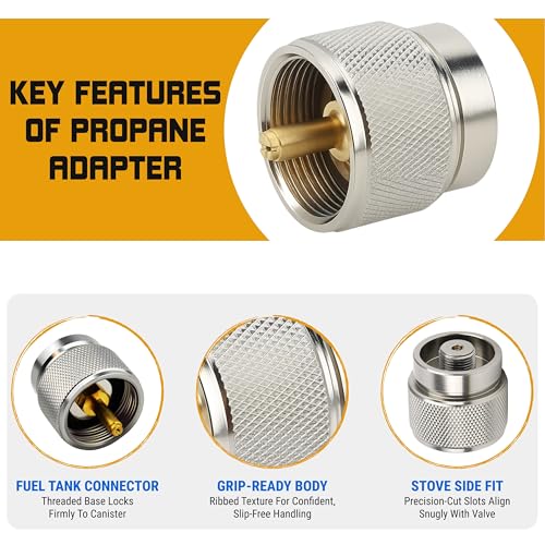 Roamix 4PCS Multi Fuel Gas Adapter Set - EN417 Lindal Valve & Butane to Propane Adapter for Camping Stove with Carrying Bag