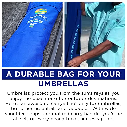 BEACHBUB Beach Umbrella Bag - Waterproof & Foldable Beach Bag for Umbrellas with Wide Padded Shoulder Strap & Molded Carry Handle - color: Deep Ocean Blue