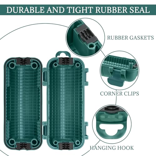 Frienda Outdoor Extension Cord Safety Cover Waterproof Cord Connector Protector Ip44 with 4 Detachable Latches Plug Cover Electrical Safety Box for Holiday Outlet Decoration Lights(Green, 12 Pack)