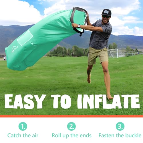 AlphaBeing Inflatable Lounger Beach Chair Accessories, Air Sofa Hammock Inflatable Couch for Camping Backyard Lakeside with Compression Sacks, Ideal Outdoor Gifts for Adults - color: Green