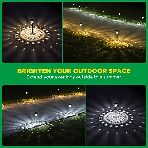 URAGO Super Bright Solar Lights Outdoor Waterproof-10 Pack, Dusk to Dawn Up to 12 Hrs Solar Powered Outdoor Pathway Garden Lights Auto On/Off, LED Landscape Lighting Decorative for Walkway Patio Yard - color: Cool White