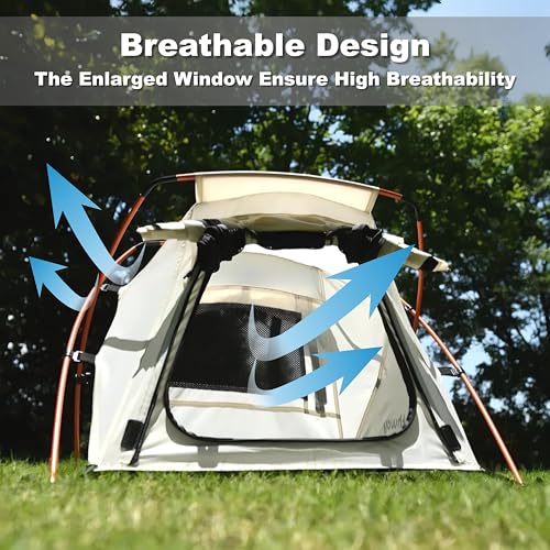 Dog Tent Cat Tent with Aluminum Poles and Camping Mat, Outdoor Waterproof Pet Tent with Zippered Mesh Door, Dog House, Cat House, Pet Playpen, Portable and Collapsible (White, Small) - color: White