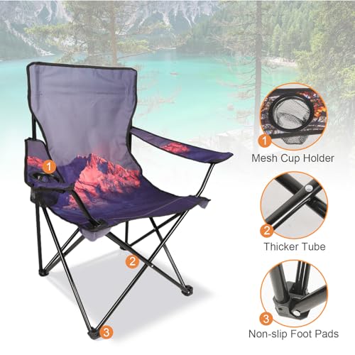 Northroad Camping Chair Portable Camp Chair, Folding Lawn Chair with Cup Holder for Outdoor Camping, Hiking, Travel, Patio, Beach, Picnics - color: Grey&purple
