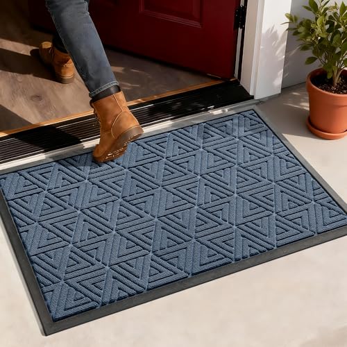 Yimobra Large Door Mat 36x24, All-Weather Waterproof Non-Slip Welcome Matt Outdoor, Heavy Duty Non Slip Doormat for Entryway for Patio and Garage Indoor, Easy Clean, Blue - color: Blue, size: 36x24 Inch